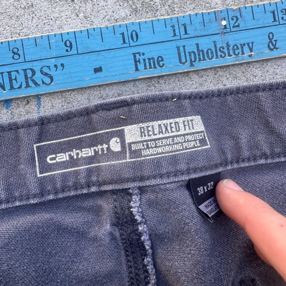 Carhartt Baggy Double Knee Carpenter Pants Mens 36x30 Faded Gray Distressed